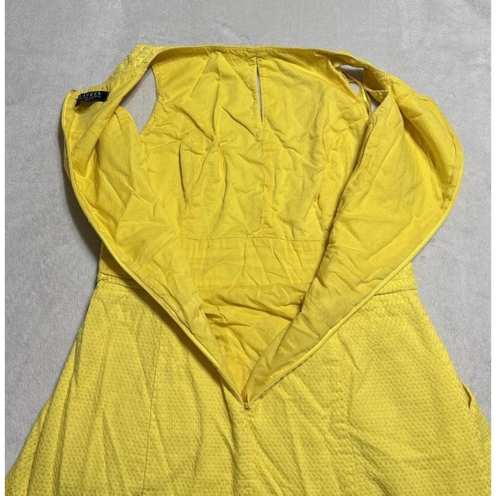 Lauren Ralph Lauren Dress Womens 10 Yellow Key Hole Sleeveless Zip Back Pockets - Picture 4 of 11